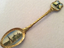 Mockba Moscow Souvenir Collector Spoon Gold Tone Enamel Ornate Scene Monument picture