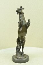 Signed BARYE French Artist Rearing Wild Stallion Horse Bronze Statue Figure GIFT picture