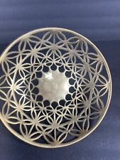 Vtg Solid Brass Geometric Pattern Decorative Bowl Home Decor picture