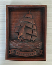 Old Vintage Wood Carved 1851-1876 CHALLENGE Wall Hanging 8.25 x 6.25 Inches picture