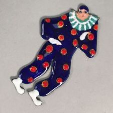 Japanese Cloisonne Ornament Display Vtg Clown Shippo Blue Red Dots JK40 picture