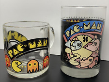 Pac-Man Drinking Glass and Clear Mug Vintage 1980s 1982 Bally Arby's Pac Man  picture