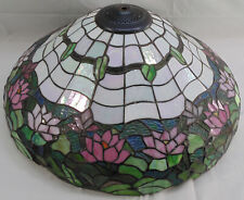 Vintage Lotus Flower Tiffany Style Stained Glass Lamp Shade Only picture