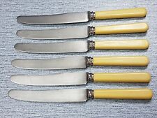 ANTIQUE VINTAGE Set of 6 H.M.H Bread Spreading Knives Stainless Steel Cutlery picture