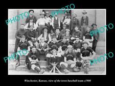 OLD POSTCARD SIZE PHOTO OF WINCHESTER KANSAS THE TOWN BASEBALL TEAM c1900 picture