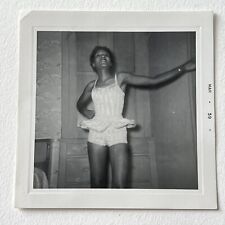 Vintage B&W Snapshot Photograph Beautiful Black African American Woman Dance picture