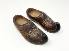Vintage Hand Carved Wooden Dutch Holland MINI SHOES (6” LONG) picture