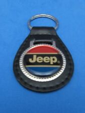 Jeep genuine grain leather keychain key fob --- used old stock picture