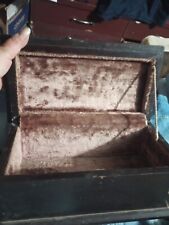 Old Wooden Storage Box Chest, Plush lined, Hand carved picture
