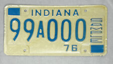 Vintage 1976 Indiana Sample License Plate 99A000 Man Cave Car Decor picture