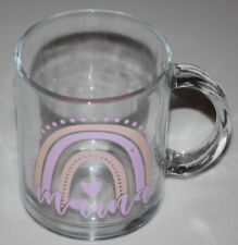 Modern Expressions  - MAMA Rainbow Heart - Clear Glass Coffee Mug - 16.9 oz NWT picture