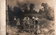 VINTAGE POSTCARD FAMILY / GROUP OUTING MEN & WOMEN IN PERIOD DRESS REAL PHOTO picture