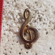 VTG Treble Clef Bass Clef Enamel Lapel Pin Gold Toned Single Latch Clasp Music picture