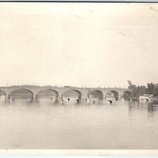 c1910s Hartford, CT RPPC Bulkeley Bridge Real Photo Boats Early Postcard A99 picture