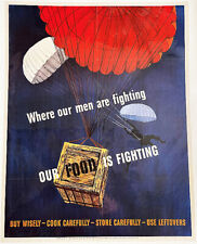 WHERE OUR MEN ARE FIGHTING OUR FOOD IS FIGHTING '43 ORIGINAL U.S. WW2 POSTER picture