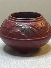 Vintage Tokanabe Pottery Flower Bowl Red  Japan picture