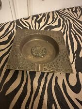 Vintage Marco Polo Hammond Brass Arts India Ashtray Hand Etched Design 5.5” picture