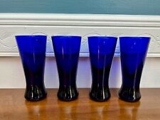 VTG Cobalt Blue Tall Shot Glasses Lot of 4 Hand Blown Glass Tapered Fade 4” x 2” picture