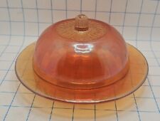 VTG Iridescent MCM Cheese Ball Butter Dish Amber READ picture
