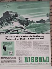 1942 Diebold Safe & Lock Fortune WW2 Print Ad Q3 Tanks Marines Planes War Beach picture