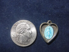 Vintage Catholic Miraculous Medal, Sterling Silver and Enamel Slider picture