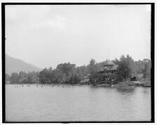 Bath house & bathers Silver Bay Lake George New York c1900 Old Photo picture