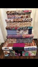 Unique Set Of 5 Boxes. Fabric Patchwork Covered Display Boxes. Sizes In Photos picture