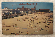 Bathers At Third Avenue Beach Crowd Asbury Park NJ Postcard, Posted 1966 picture