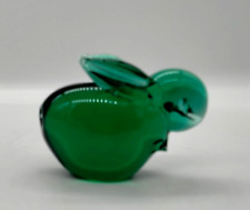 Oneida Emerald Green Art Glass Bunny Rabbit Figurine Paperweight picture