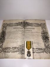 Rare Original 2nd Empire Military Merit Medal Sterling Napoleon III & Document picture