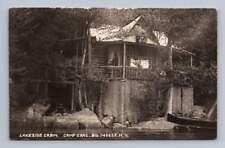 Camp Crag Lakeside Cabin BIG MOOSE New York RPPC Antique Adirondacks Photo 1910s picture