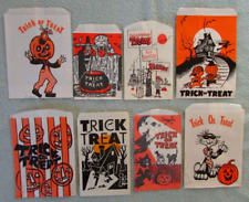 8 Vintage Halloween Paper Trick or Treat Candy Bag Lot Haunted House Scarecrow picture