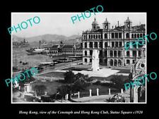 OLD LARGE HISTORIC PHOTO OF HONG KONG THE HONG KONG CLUB & CENOTAPH c1920 picture