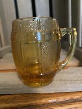 Vintage Amber glass barrel mug shot glass/Toothpick Holder.  picture