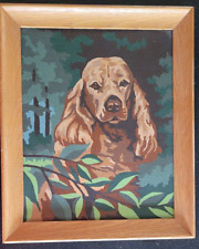 Vintage 1950's Paint By Numbers Cocker Spaniel, Framed picture
