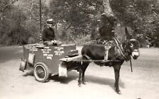 Vintage Postcard Man w/ Business Cart Donkey Ice Cream Real Photo RPPC picture