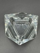 Vintage Geometric MCM Bohemian/Czech Clear Glass Triangular Ashtray  picture