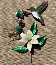 Vintage Bovano of Cheshire Hummingbird & Flowers Enamel, Wire Sculpture Wall Art picture