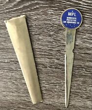 Vintage Brass Minnesota Protective Life Insurance Co. Letter Opener w/ sleeve picture