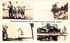 J65/ Gaylord Michigan RPPC Postcard c1930s 4View Geigler's Resort Otsego 420 picture