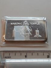 Art bar Masonic Temple 1 Troy Oz 100 Mills .999 Silver (Plated) Bar All-seeing  picture