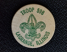 1985 Boy Scouts of America National Jamboree LaGrange IL Troop 598 Wooden Nickel picture