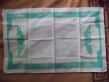 1930's/50's Vintage Cotton Material White / Green Fruit Pattern Dish Cloth picture