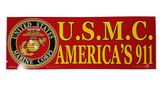 U.S.M.C. America's 911 Bumper Sticker Red Yellow 9 x 3.25 inches picture