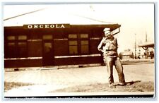 c1960 Osceola Iowa IA Railroad Vintage Train Depot Station RPPC Photo Postcard picture