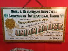 Antique Union Bar AFL CIO Hotel and Restaurant Bartenders Lithographed Sign # picture