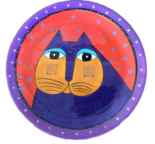 Laurel Burch Ceramic Cat Plate Colorful Purple Red Whimsical Boho by Ganz 8.25” picture