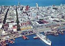 VINTAGE CONTINENTAL SIZE POSTCARD VISTA VIEW OF THE HARBOR IN MONTEVIDEO URUGUAY picture