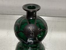 VTG. Art Nouveau Sterling Silver Overlay Glass Vanity Perfume Bottle Bohemian picture