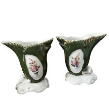 Pair of Antique Porcelain Floral Decorated 4.5 X5.5